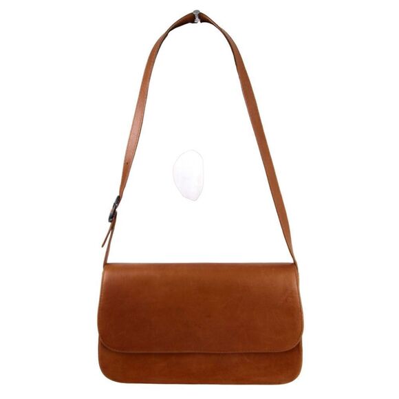 BRAZIL TAN BROWN GENUINE LEATHER FLAP SHOULDER BAG HOBO TOTE HANDBAG PURSE - Picture 1 of 13